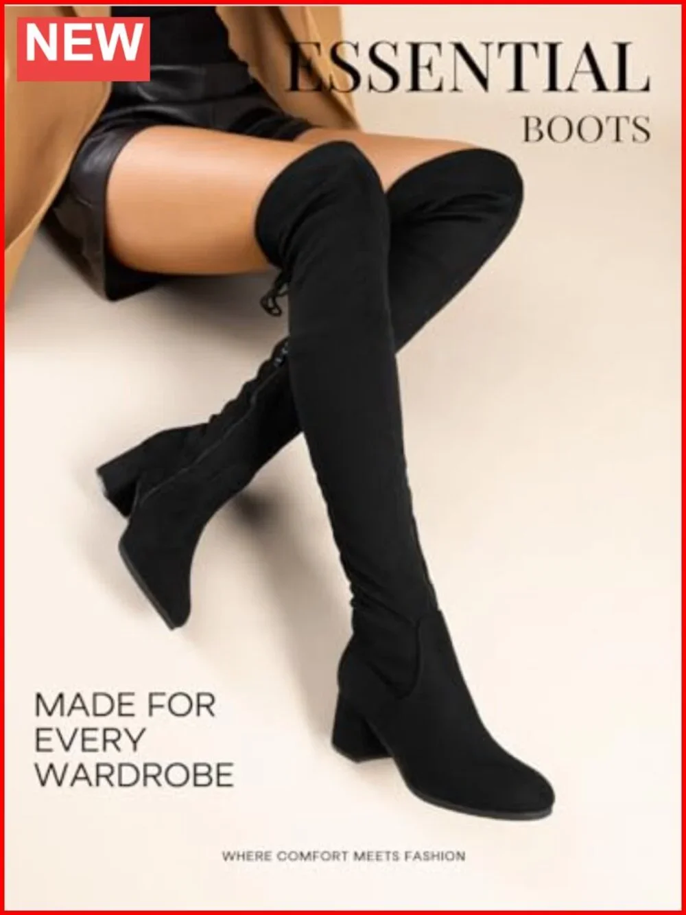 DREAM PAIRS Women's Over The Knee Thigh High Faux Suede Boots